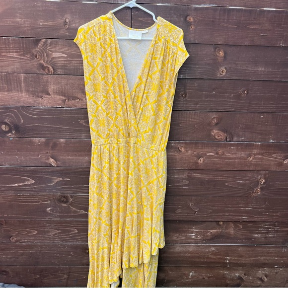 Anthropologie Maeve Fete Wrap Yellow Midi Dress Women's Size Medium - Picture 5 of 8